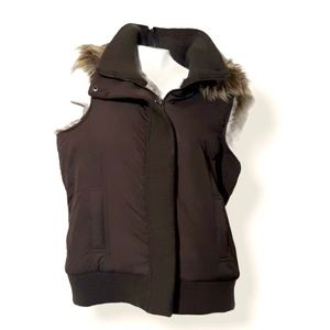 Vanity Faux Fur Brown Zip Up Vest Size L